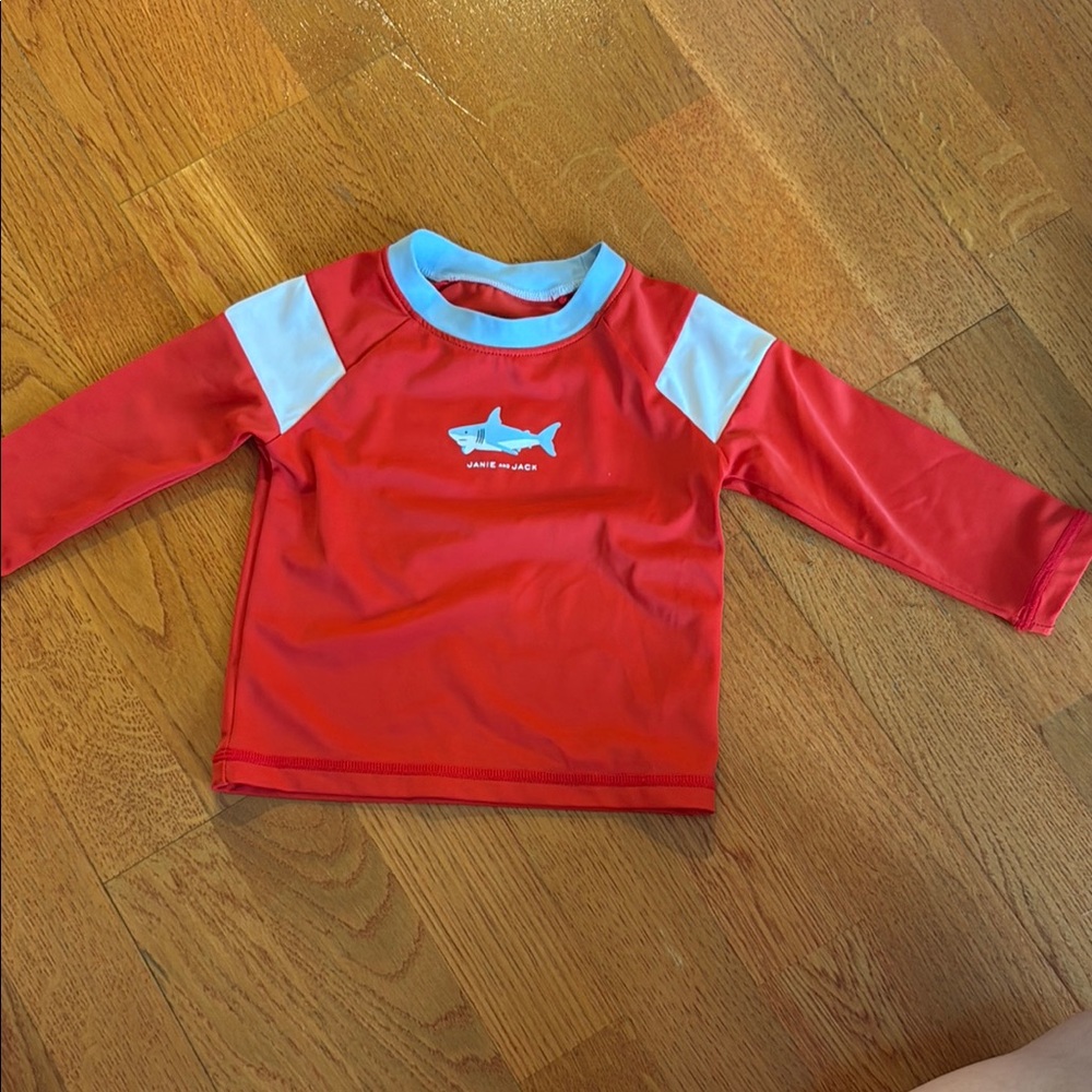 Janie and Jack Red and Blue Rashguard Swim Top